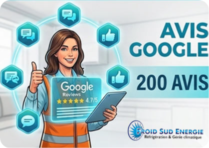 Avis clients Google sur nos depannages-Froid Sud Énergie