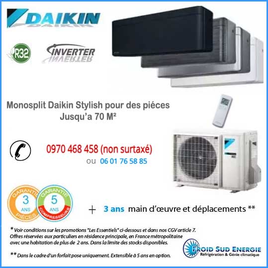 Climatisation murale Daikin Stylish FTXA + RXA