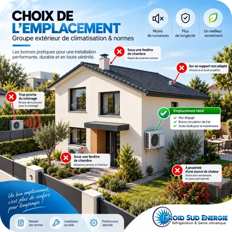 Emplacement d'un groupe extérieur de climatisation