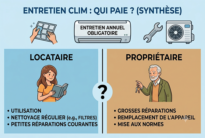 Entretien de la climatisation : locataire ou propriétaire, qui doit payer