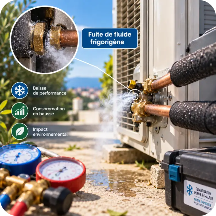 Fuite de gaz sur un climatiseur reversible