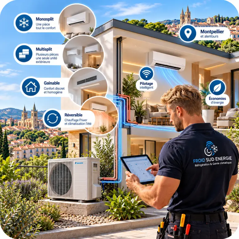 Installation climatisation a Montpellier Froid sud energie