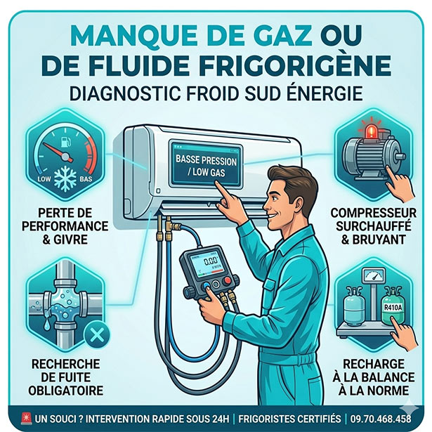 Manque de gaz sur une climatisation