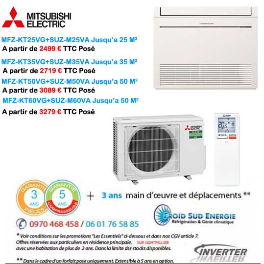 Climatiseurs monosplit Mitsubishi electric console MSZ- KTVG