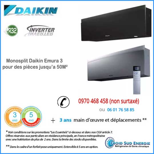 Climatisation monosplit Daikin Emura 3 inverter