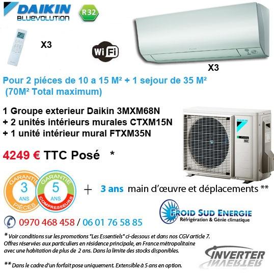 Pompe a chaleur air air Daikin 3MXM68N