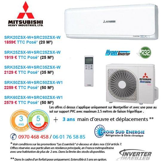 Climatiseurs Mitsubishi Heavy Hyperinverter SRK ZSXW