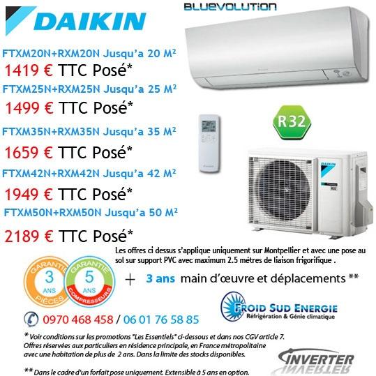 Climatiseur Mural Daikin FVXS35BAVMB 1.5 KW (2005) - Occasion à Nettoyer Par Pro