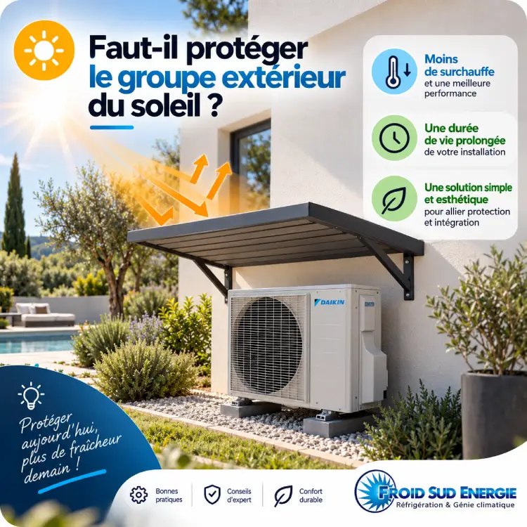 Proteger le groupe exterieur de clim du soleil