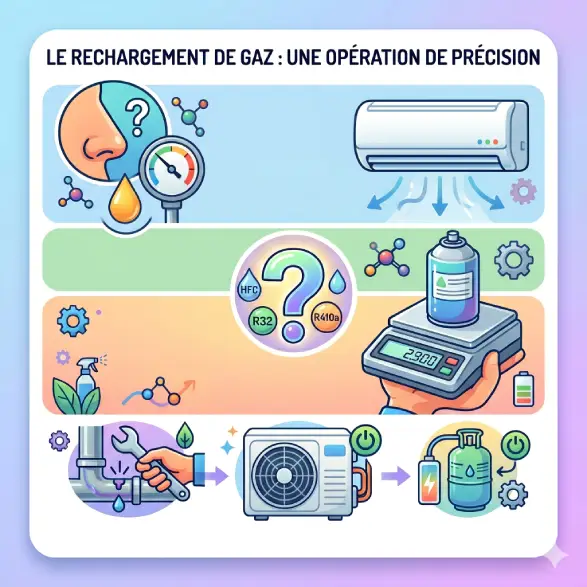 Recharge de gaz clim et balance electronique