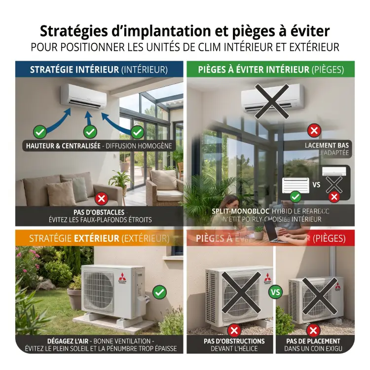 implantation des unités de climatisation dans une veranda