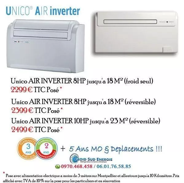 Clim réversible unico sans groupe extérieur