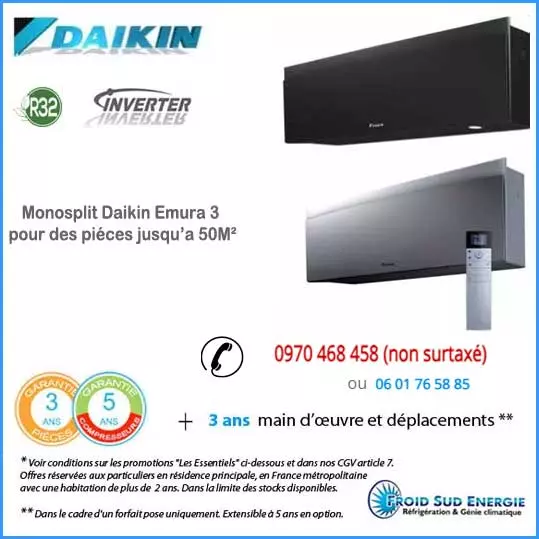Climatisation monosplit Daikin Emura 3 inverter