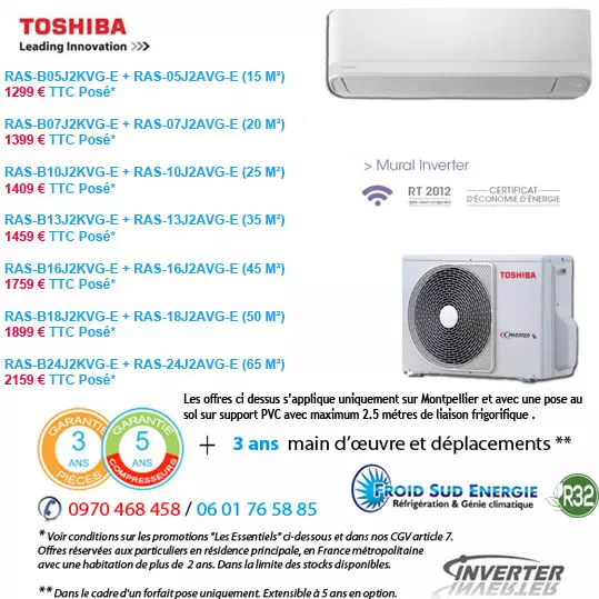Climatiseurs monosplit Toshiba Seiya